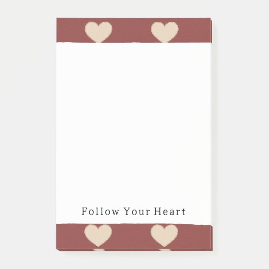 Post-it® Cœurs Pailletés Crème Rouge Or Saint Valentin (Devant)