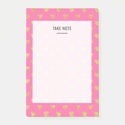 Post-it® Coeurs parties scintillant or (Devant)