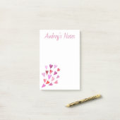 Post-it® Coeurs personnalisés mignons (Sur un bureau)