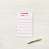 Post-it® Coeurs personnalisés sur des choses roses à faire (Sur un bureau)