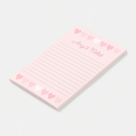 Post-it® Coeurs roses doux (Incliné)