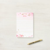 Post-it® Coeurs roses et Parties scintillant or (Sur un bureau)