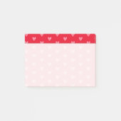 Post-it® Coeurs roses sur rouge avec zone d'écriture déform (Devant)