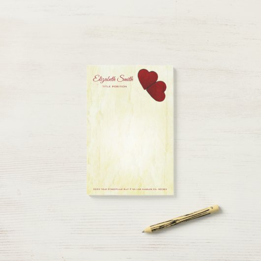 Post-it® Coeurs rouges foncés (Sur un bureau)