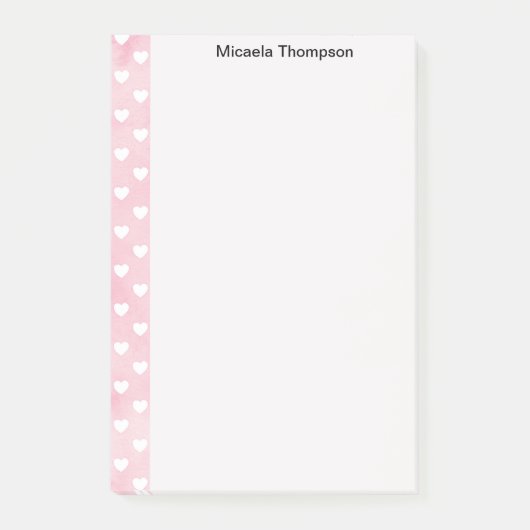 Post-it® Coeurs sur Pink Design Changer de nom (Devant)