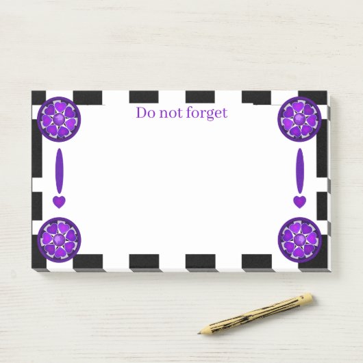 Post-it® Cœurs violets B & N qui battent (Sur un bureau)