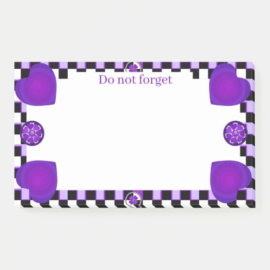 Post-it® Coeurs violets B&W battants (Devant)