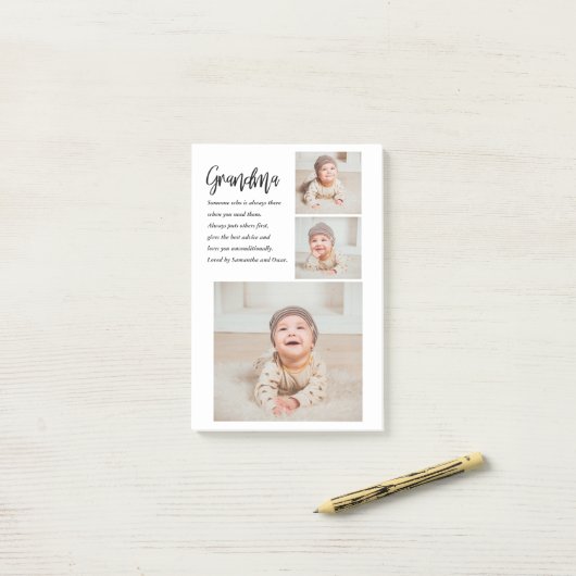 Post-it® Collage Photo & Meilleure grand-mère Jamais Meille (Sur un bureau)