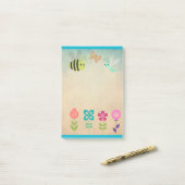 Post-it® Collection Whimsical joyeuse de fleurs et de bogue (Sur un bureau)