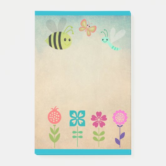 Post-it® Collection Whimsical joyeuse de fleurs et de bogue (Devant)