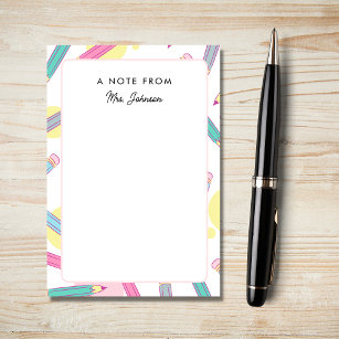 Post-it® Colorful Pencils Pattern A Note from Teacher Cute