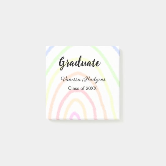 Post-it® Colorful rainbow Boho graduation ajouter nom année (Devant)