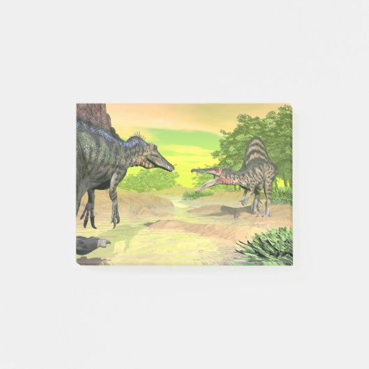 Post-it® Combat de dinosaures de Spinosaurus - 3D rendent (Devant)