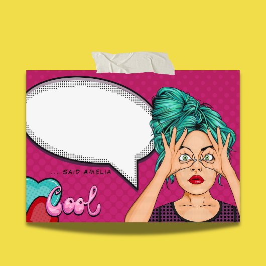 Post-it® Comic Girl Pop Art Discours Bubble Pink Personnali