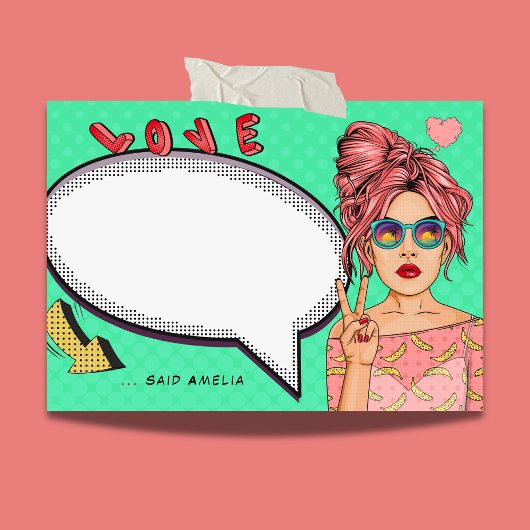 Post-it® Comic Girl Pop Art Discours Cool de bulle Personna