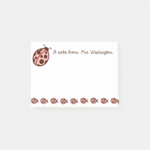 Post-it® Commentaires personnalisés Pink Brown Ladybugs Pos