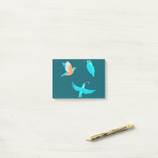 Post-it® Common Kingfishers (Sur un bureau)