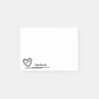 Post-it® Comptable Leopard Heart Frame Blanc 4"x3"