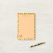 Post-it® Conception botanique de bordure de citrus orange (Sur un bureau)