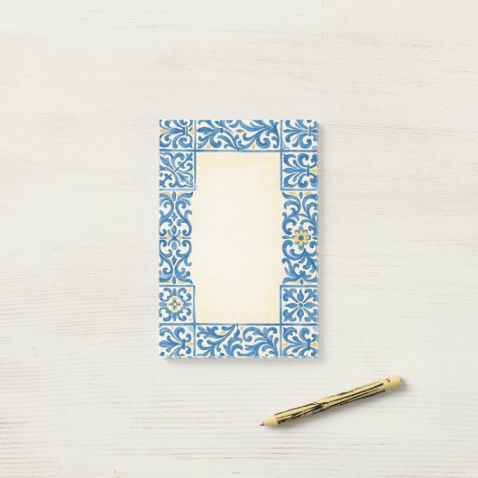 Post-it® Conception d'aquarelle fixe portugaise d'azulejo (Sur un bureau)
