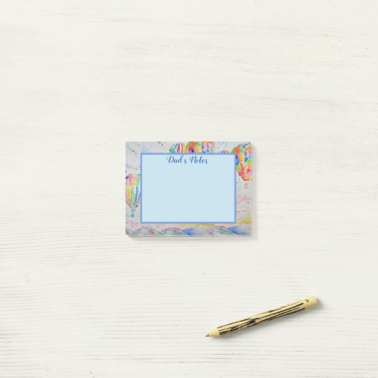 Post-it® Conception d'art aquarelle de ballon à air chaud c (Sur un bureau)