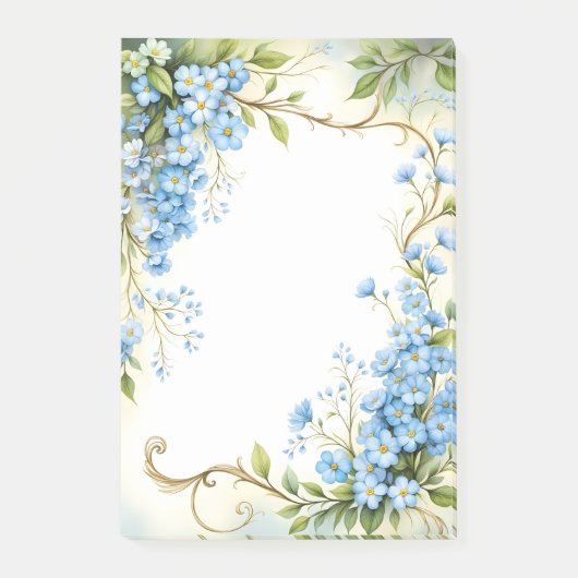 Post-it® Conception de coin floral bleu (Devant)