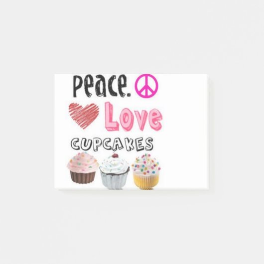 Post-it® Conception de gâteaux Peace Love Cupcakes (Devant)