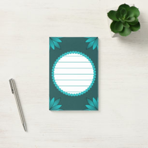 Post-it® Conception de mandala à feuilles sarcelles sur fon