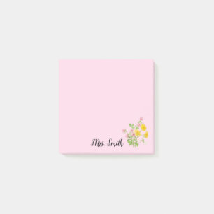 Post-it® Conception de monogramme floral personnalisé éléga
