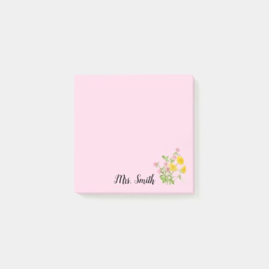 Post-it® Conception de monogramme floral personnalisé éléga (Devant)