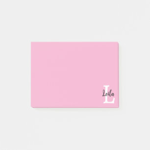 Post-it® Conception de nom personnalisé en monogramme rose