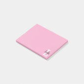 Post-it® Conception de nom personnalisé en monogramme rose (Incliné)