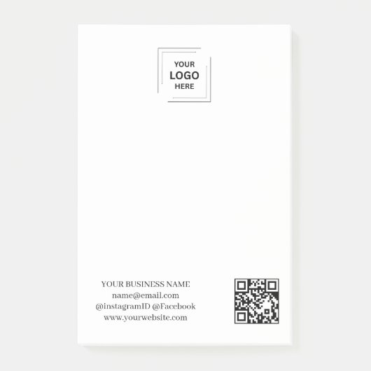 Post-it® Conception de note de branding QR blanc minimal (Devant)