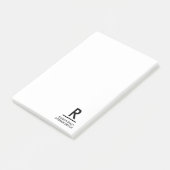 Post-it® Conception de note de monogramme noir blanc modern (Incliné)