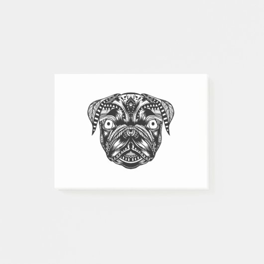 Post-it® Conception de tête de Pug de chien Mandala (Devant)