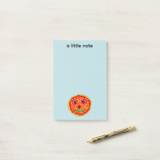Post-it® Conception d'illustration de visage de pizza souri (Sur un bureau)
