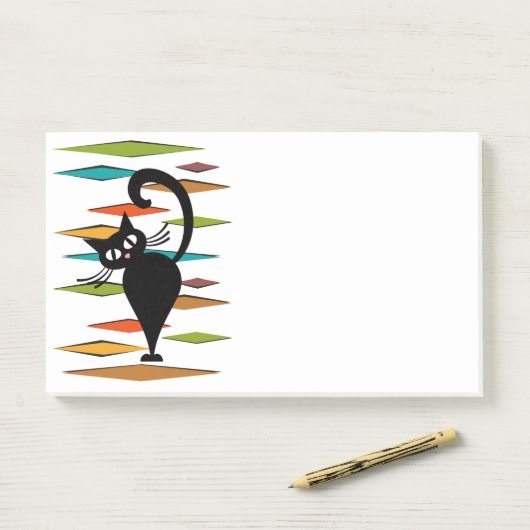 Post-it® Conception du chat noir du milieu du siècle (Sur un bureau)