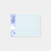 Post-it® Conception florale à l'aquarelle bleue, ligné (Devant)