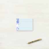 Post-it® Conception florale à l'aquarelle bleue, ligné (Sur un bureau)
