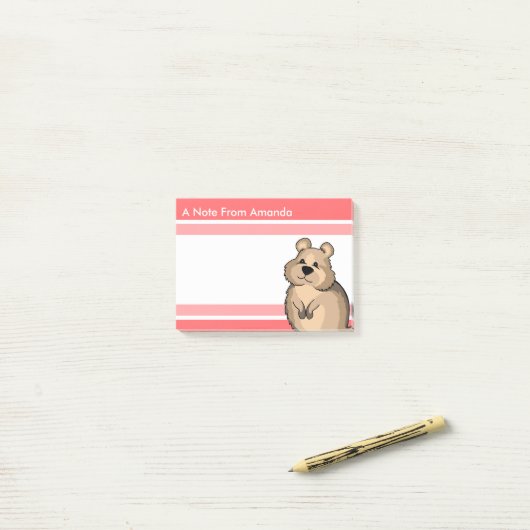 Post-it® Conception mignonne de Quokka de bande dessinée (Sur un bureau)