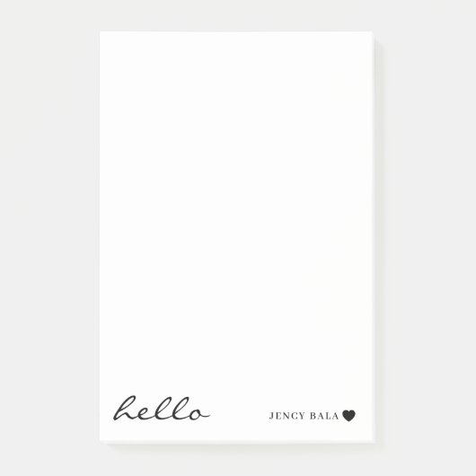 Post-it® Conception minimale de cœur blanc Hello (Devant)
