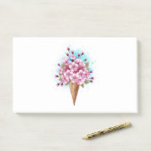 Post-it® Cône rose Sakura crème glacée gaufre (Sur un bureau)