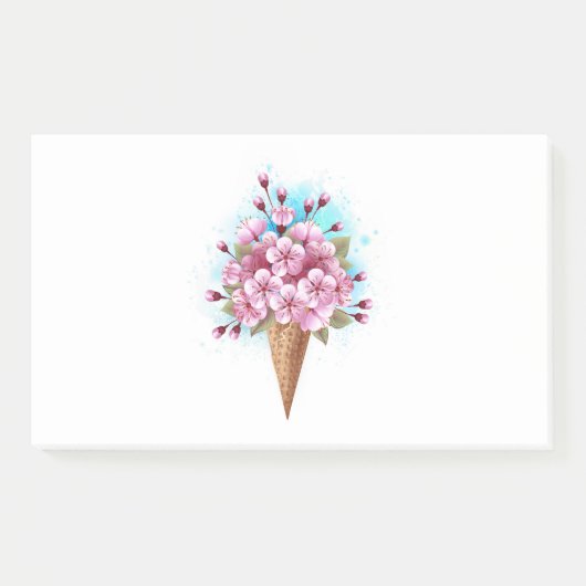 Post-it® Cône rose Sakura crème glacée gaufre (Devant)