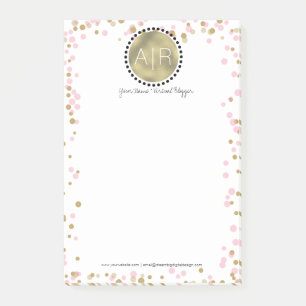 Post-it® Confettis modernes simulés en feuille avec monogra