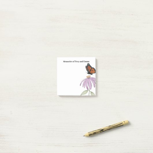 Post-it® Confleur simple papillon (Sur un bureau)