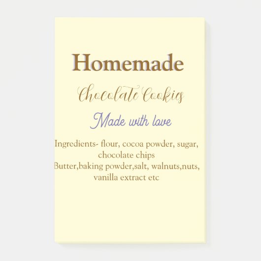Post-it® Cookies au chocolat faits maison avec amour ajoute (Devant)