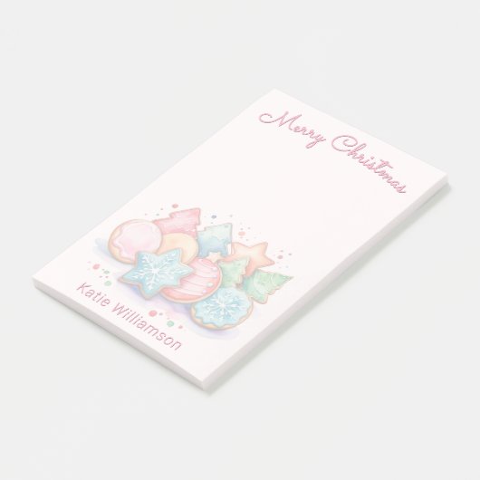 Post-it® Cookies glacés Festifs Noël rose mignon (Incliné)
