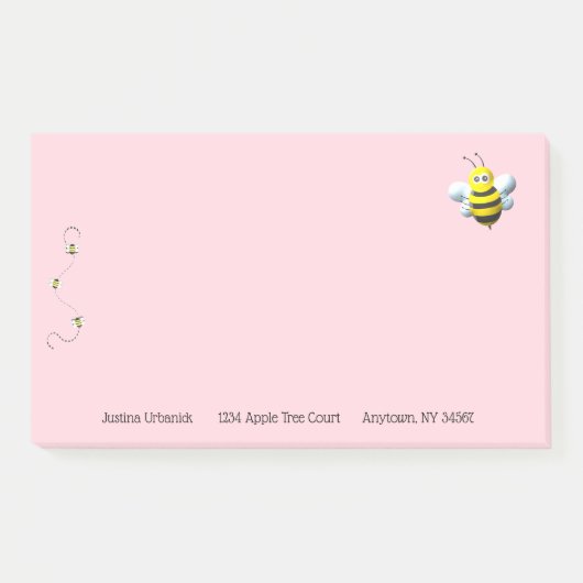 Post-it® Cool Abeille Avec Personnalisation Du Texte Person (Devant)