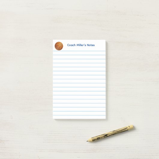Post-it® Cool Basketball Coach Lined Custom (Sur un bureau)