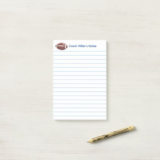 Post-it® Cool Football Coach Lined Custom (Sur un bureau)